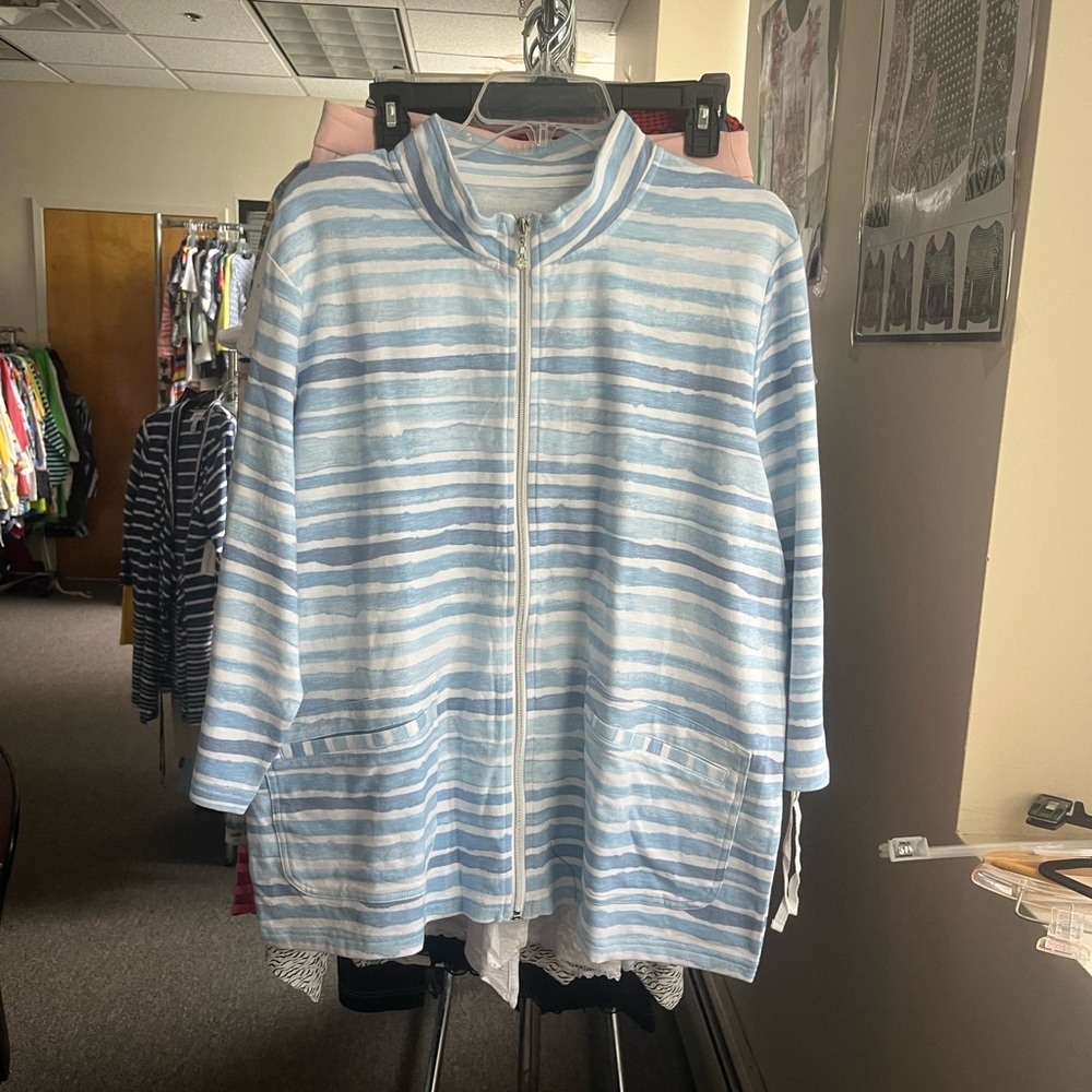 Striped Blue and White Women's Jacket